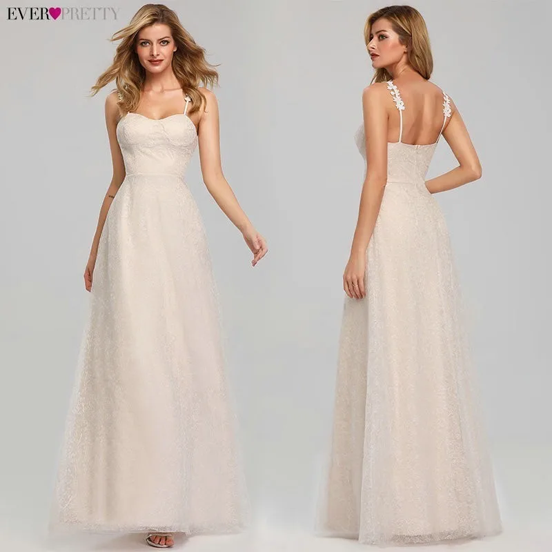 Свадебное платье трапециевидной формы размера плюс Ever Pretty EP07839, сексуальное кружевное платье с аппликацией, дешевое простое Макси платье для невесты, Vestidos De Novia