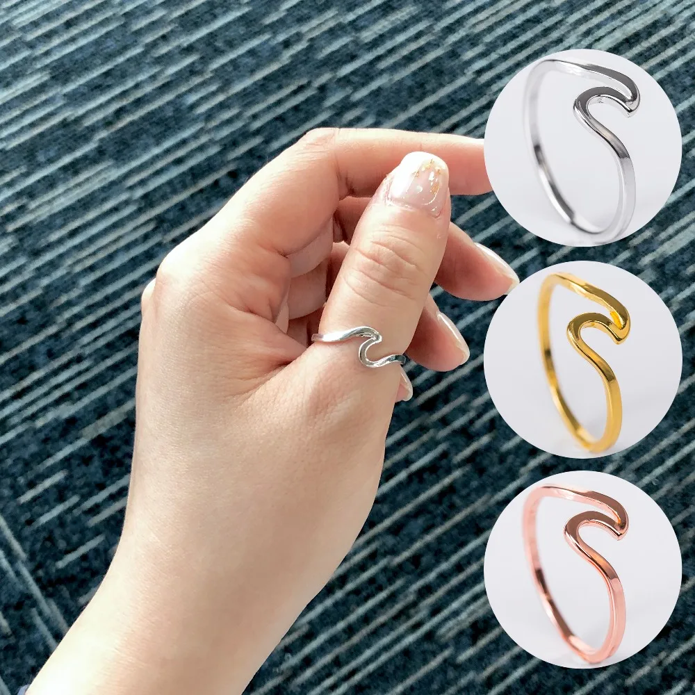 

ZHOUYANG Wave Alloy Ring for Women Wedding Couple Rose Gold Rings for Female Fashion Jewelry Bague Femme Anillos Mujer KCR188