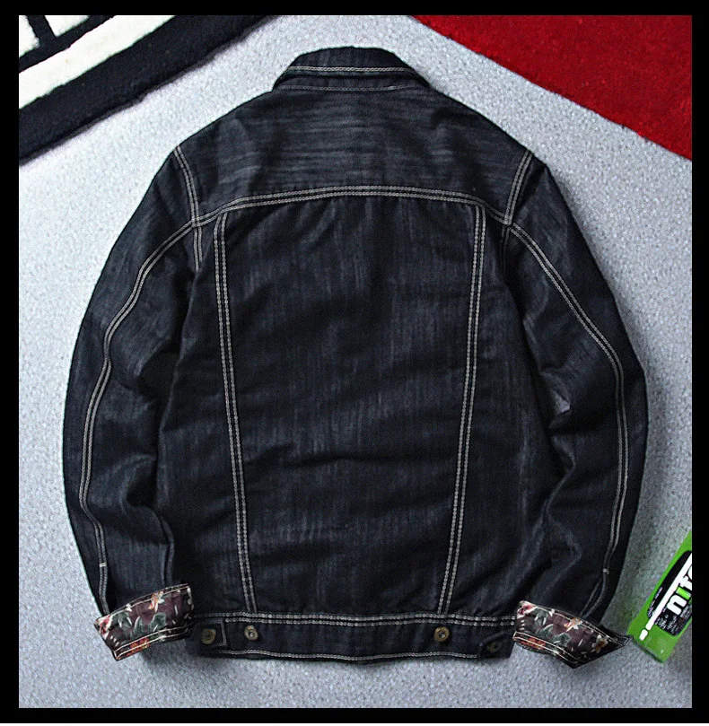 Черная джинсовая куртка мужская одноцветное повседневные джинсовые куртки Мужская джинсовая куртка в ковбойском стиле Chaqueta Hombre Большие размеры пальто отложной воротник