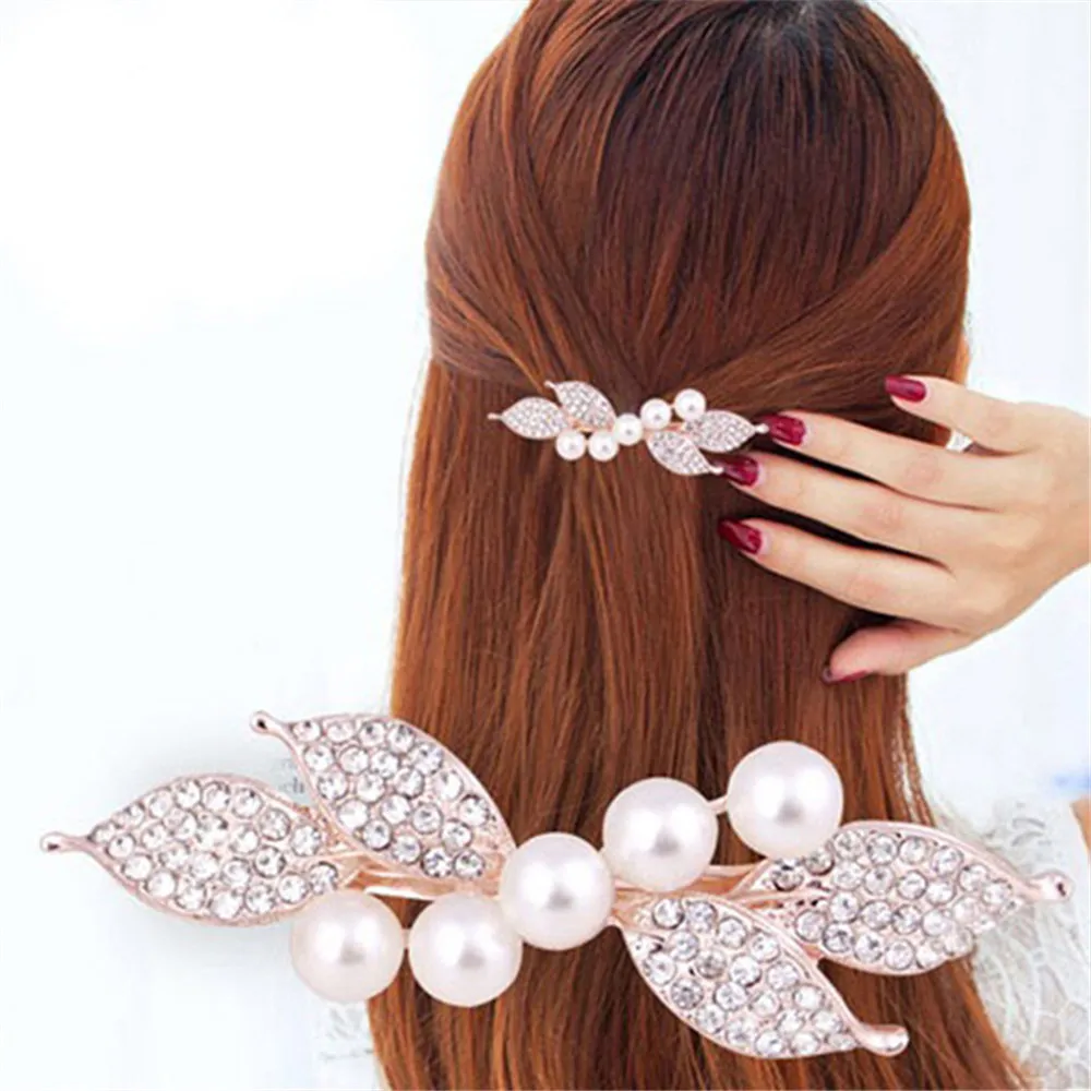 Fashion Crystal Rhinestone Pearl Hair Clip Hair Claw Beauty Flower Barrette Hairpins Tiara For