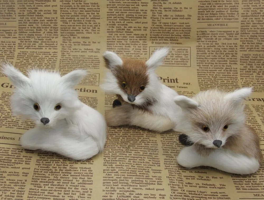 

mini 8x7cm mixed coloured fox model ,one lot /6 pieces polyethylene& furs handicraft Figurines home decoration toy gift a2676