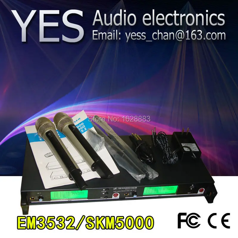 

Free Shipping By DHL Brand New Mic SKM5000 EM3532 UHF Professional Double Handheld Wireless Microphone System for Karaoke Stage