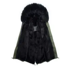 Зимняя парка с енотовидная собака Мех животных Куртка с воротником с капюшоном мужской черный рукава кожаная куртка