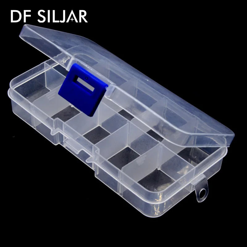 

10 Slots Adjustable Plastic Box Storage Case Craft Jewelry Organizer Beads Earrings Rings Gift Boxes Small Carton Packing Y846