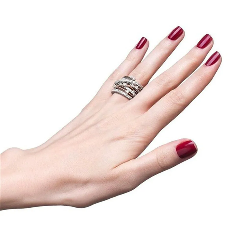 Мода крест X дизайн цветовое разделительное кольцо геометрический Кристалл Циркон 925 серебро свадебные кольца для женщин ювелирные изделия anel