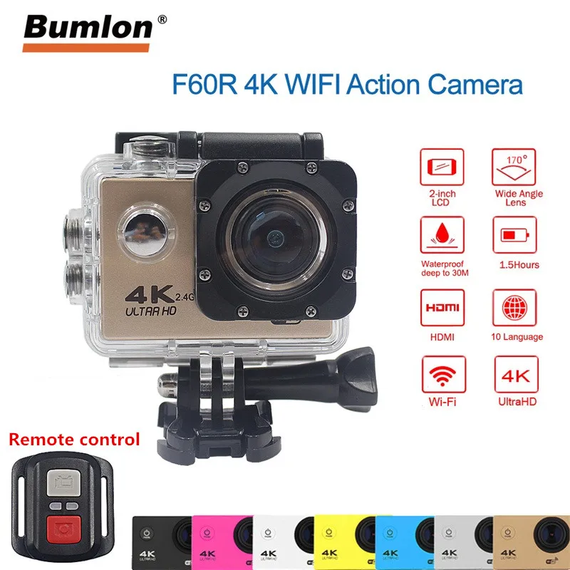 F60R 4K 30FPS Sport Action Camera 170°Lens 1080P 60FPS HD WIFI Camera 30M Waterproof with Remote for Swimming Driving Cycling Car (22)_