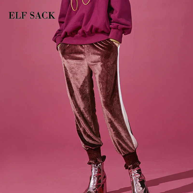 Женские брюки ELFSACK прямые с полосками по бокам 2019|Брюки |