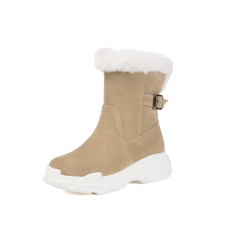 

LDHZXC 2019 Fashion Women Snow Boots Slip on Wedges Heel Round Toe Women Shoes Winter Women Ankle Boots Size 43 44 45 46