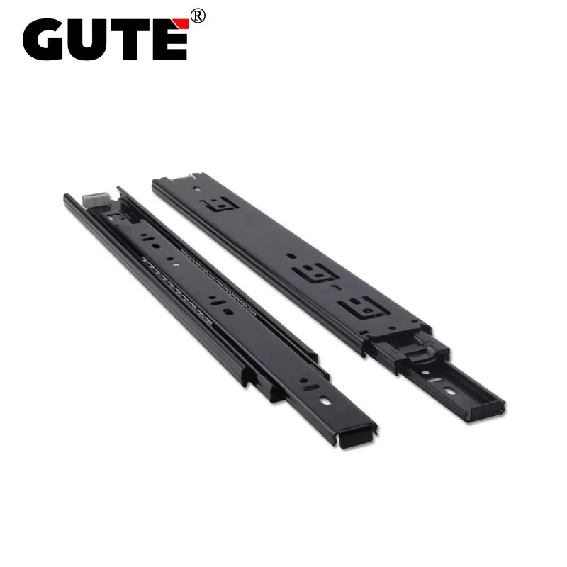 

GUTE Black Paint Three Section Drawer Slide Cold-rolled Steel Furniture Guide Rail Drawer Track Wardrobe Kitchen Cupboard Slide
