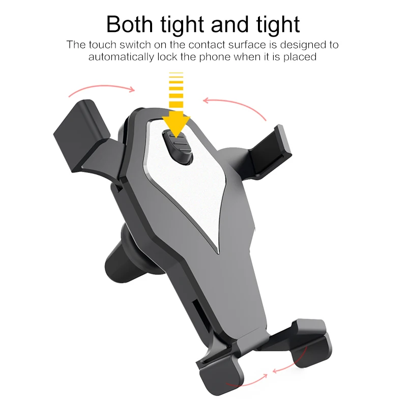 Автомобильный держатель с одной кнопкой, автоматический замок, воздушный выход, кронштейн мобильного телефона, автоматически зажимается, когда помещается для телефона 4,5~ 6,2"