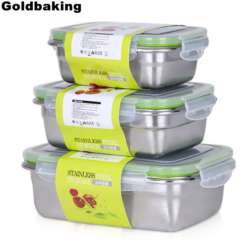 

Goldbaking Stainless Steel Lunch Containers Food Preservation Leak Proof Food Storage Container Bento Box