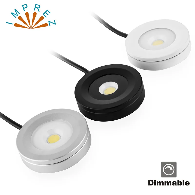 

Dimmable Led Puck Light Thin Kitchen Under Cabinet LED Lighting Home Mini Surface Mounted LED Spotlight 3W Waterproof Lamp Bulb