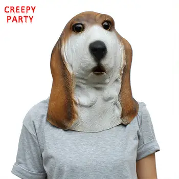 

Full Face Animal Latex Mask Adults Basset Hound Dog Head Party Masks Cosplay Masquerade Fancy Dress Party For Halloween Mask