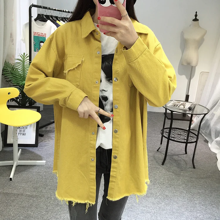 2018 Spring Autumn New Long Section Lapel Tassel Denim Jackets Women Loose Casual Long Sleeve Female'S Thin Basic Jacket Coats (3)