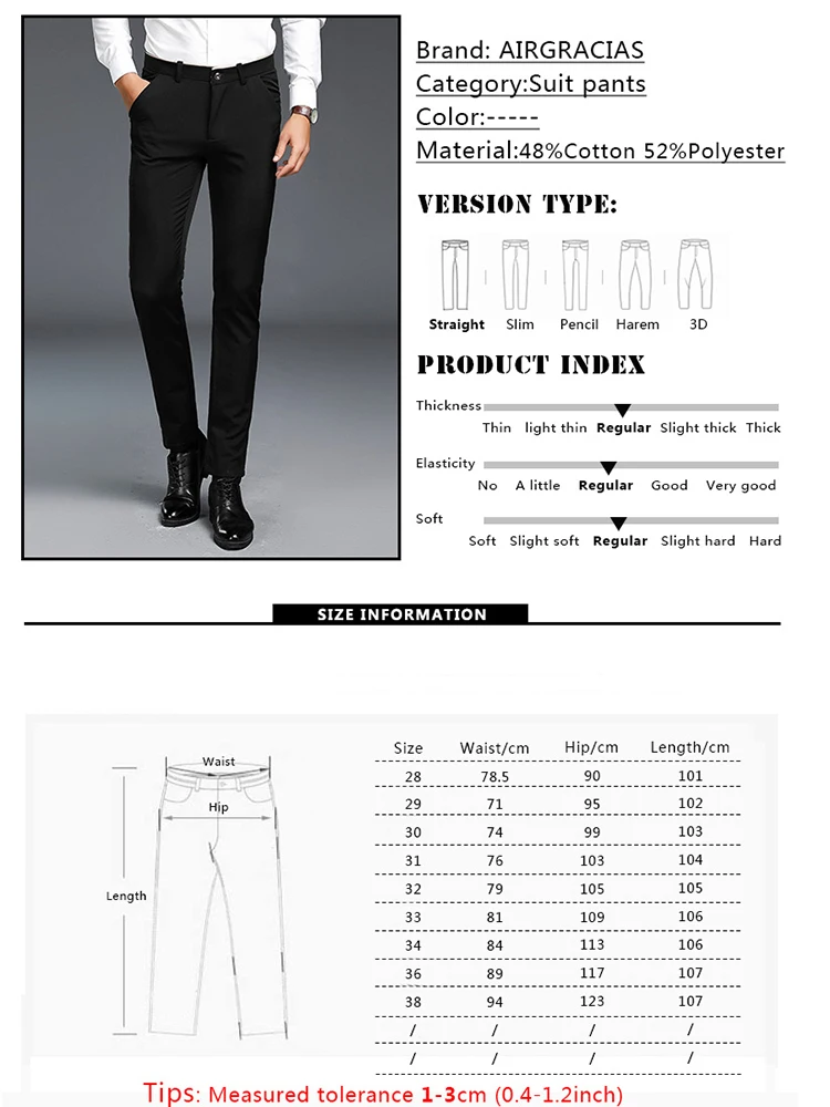 AIRGRACIAS Men Pants High Quality Cotton Casual Pants Stretch male trousers man long Straight Trousers solid color suit pant