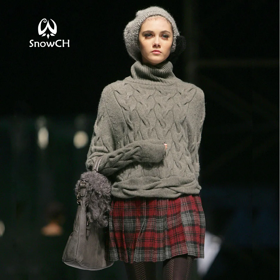 Fashion show style real cashmere sweater women cashmere blend sweater Hemp flowers Pullovers 
