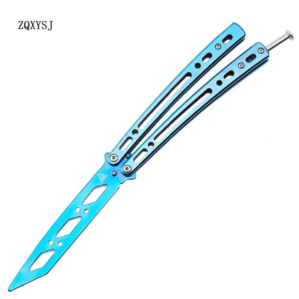 

ZQXYSJ Folded Knife Butterfly Kerambit Csgo Bayonet Titanium Balisong Throw Tools knives Trainer Training No Sharped With Sheath