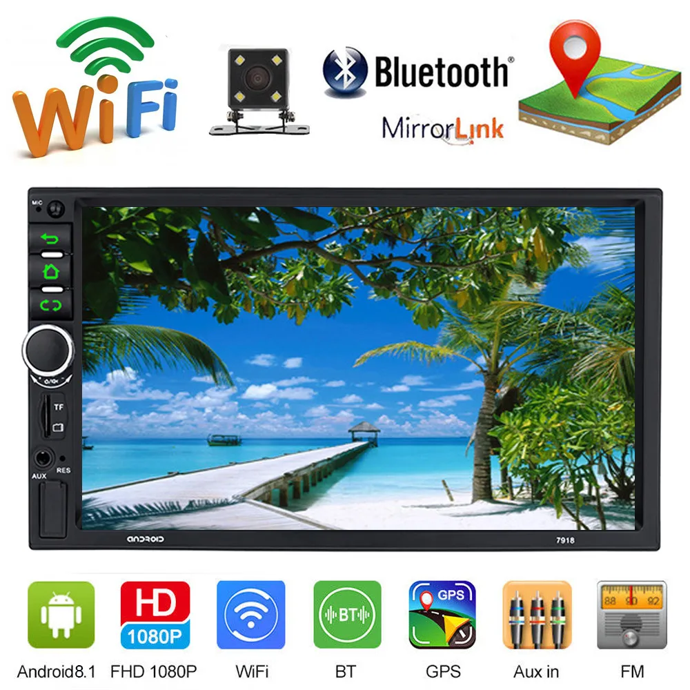 Android 8.1 Car Stereo Player GPS Navigation 7/" 2 Din Radio WiFi BT FM Unit MP5