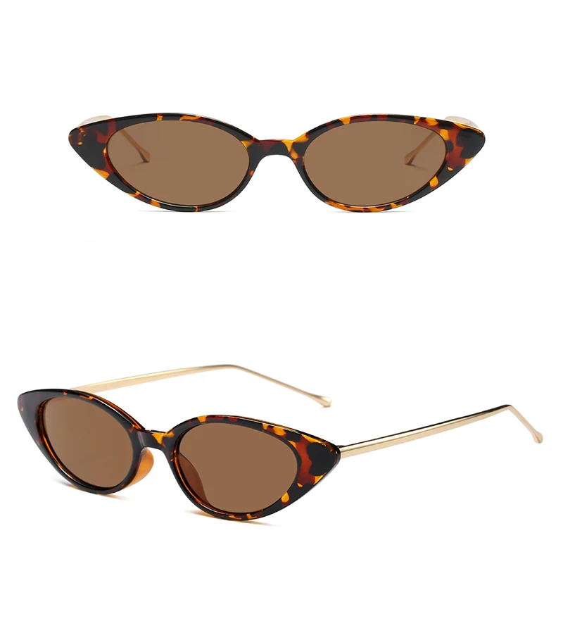 Peekaboo, маленькие солнцезащитные очки "кошачий глаз" для женщин, фирменный дизайн, полуметаллические, черные, красные, леопардовые, зеленые, Овальные Солнцезащитные очки для женщин, подарок