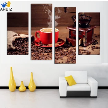 coffee machine Coffee Beans Pictures steaming Coffee Wall Canvas Cuadros Decoracion Poster Retro For Home Decor Unframed F18892