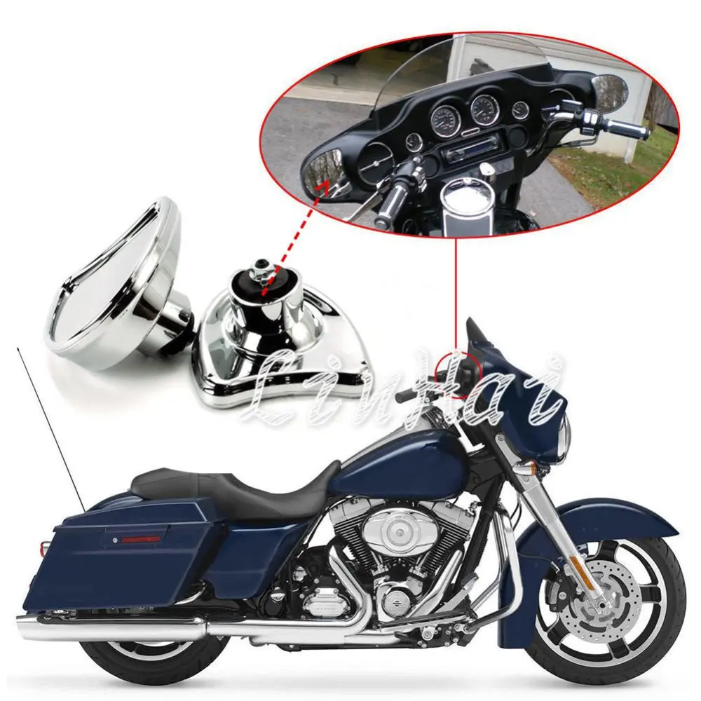 Fairing Mount Side Rearview Mirrors Chrome for Harley Electra Street Glide 14-19