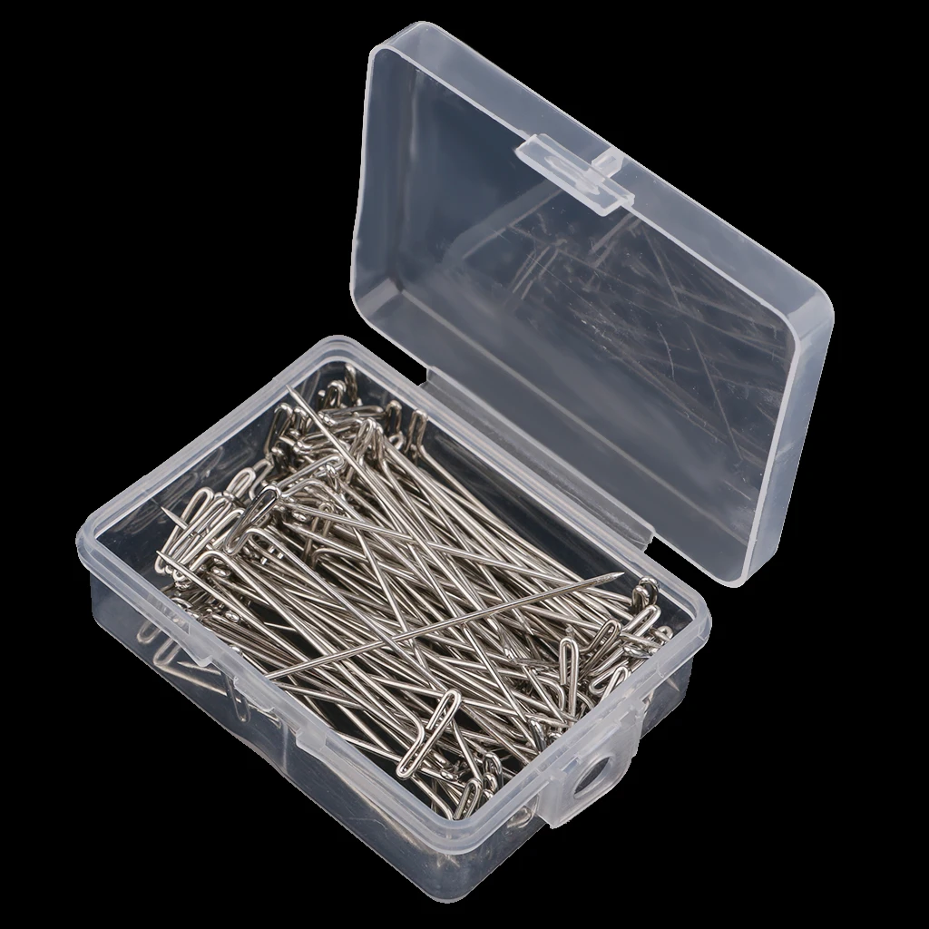 100pcs/Box Wig T Pins for Holding Wigs Silver 6 Sizes T-pins Styling Tools Wig Display Hair Extensions Hook Needles Clips Pin