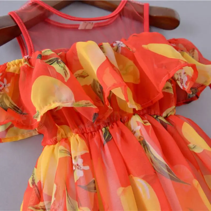 

Summer Girl Dress Cute Lemon Print Off Shoulder Above Knee Vestidos Roupas Infantis Menina Hot Sale