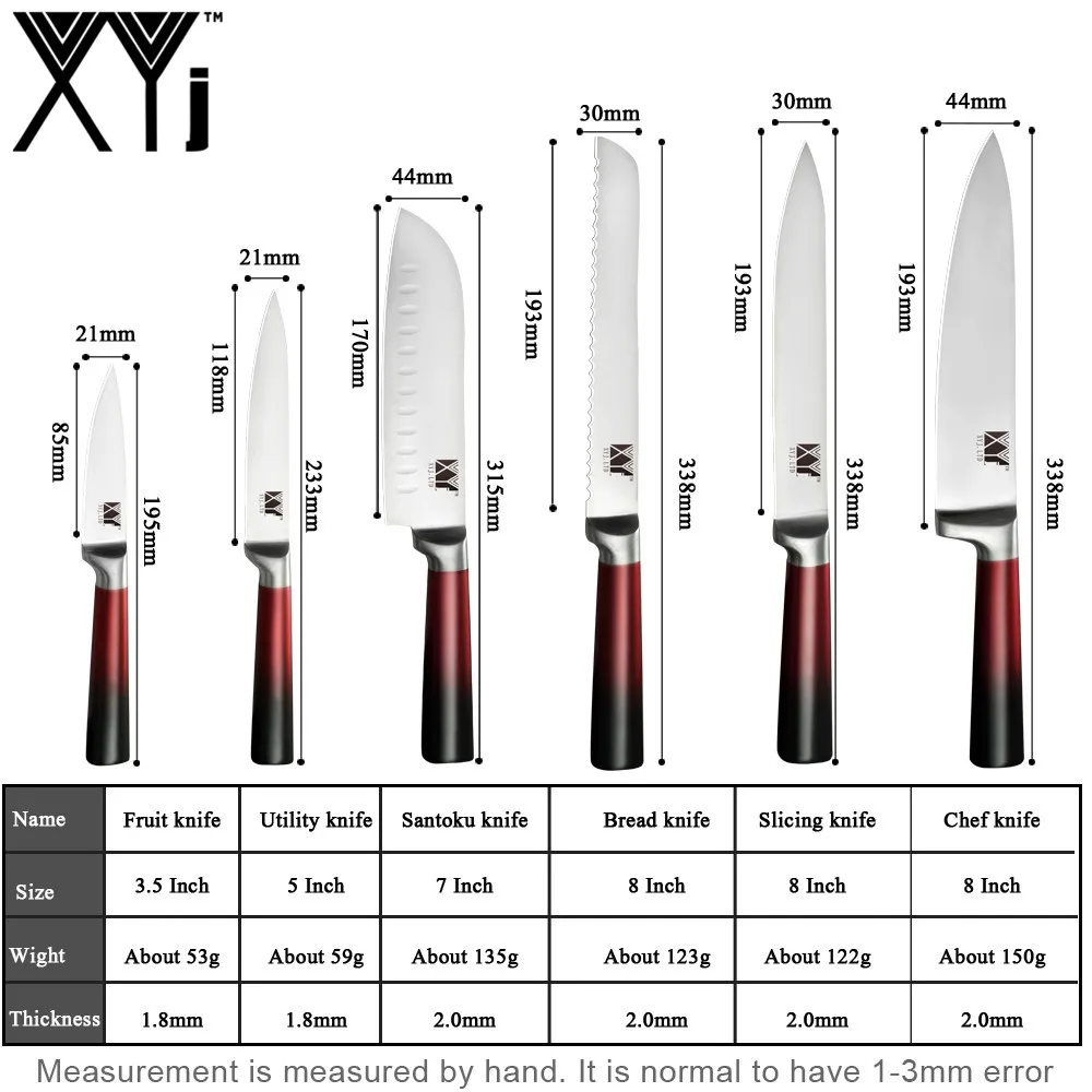 XYj набор кухонных ножей шеф-повара для нарезки хлеба Santoku нож для очистки овощей 8 ''подставка для кухонных ножей гаджет для приготовления пищи Acceossory