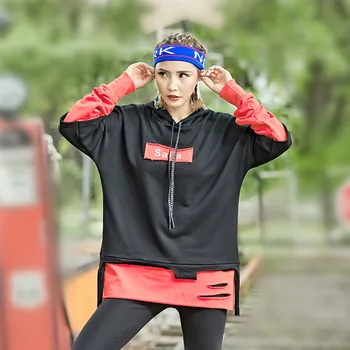 

just.be.never women harajuku hoodies hooded pullover black red letter print k-pop holes loose big size autumn winter streetwear