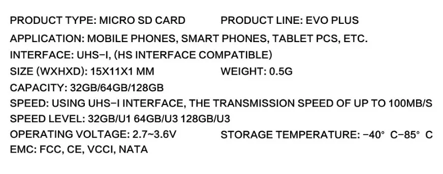 Карта памяти SAMSUNG EVO Plus 32 ГБ/SDHC 64 Гб/128 ГБ/256 ГБ/SDXC Micro SD TF карта