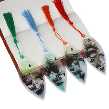 1 шт. классический элегантный Творческий кисточкой Закладка Китайский ветер натуральные листья вены Закладки Творческие канцелярские принадлежности