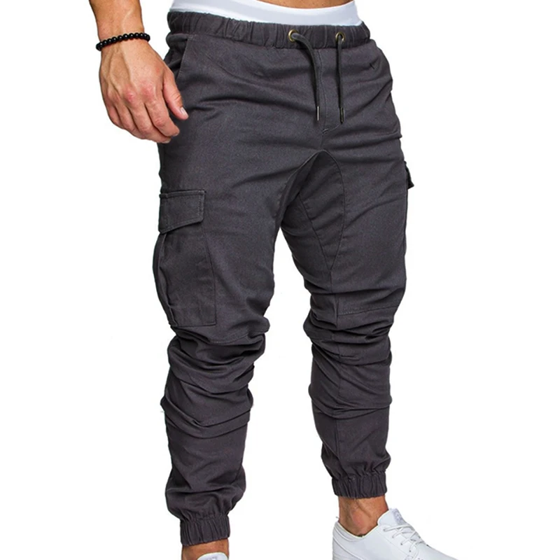 Joggers Fashion Mens Solid Side Pockets Cargo Long Pants Drawstring ...
