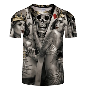 Beauty & Skull King 3D Print T Shirt