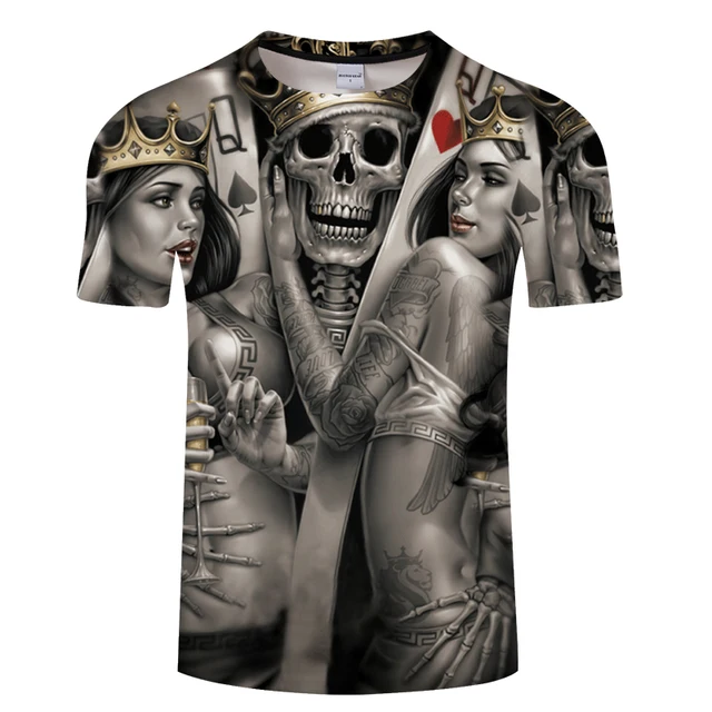 Beauty & Skull King 3D Print T Shirt