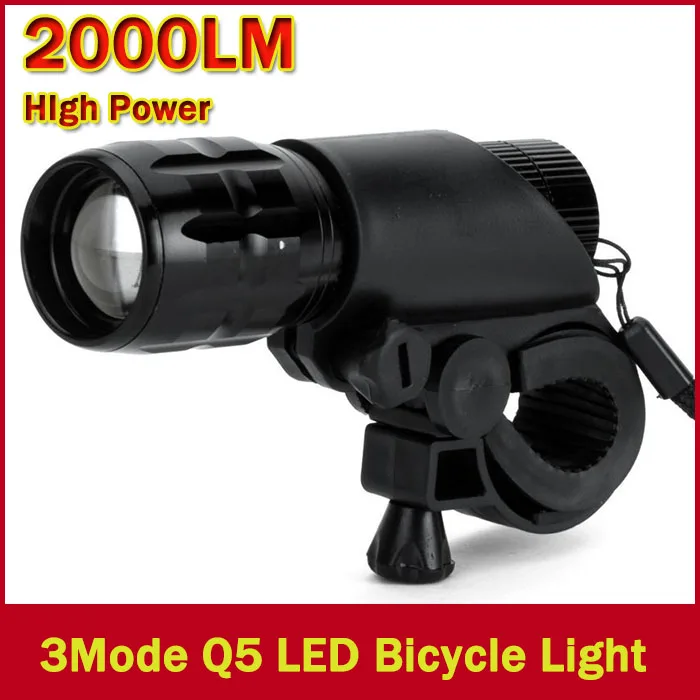 New Bicycle Light 7 Watt 2000 Lumens 3 Mode CREE Q5 LED Bike Light Front Torch Waterproof + Torch Holder