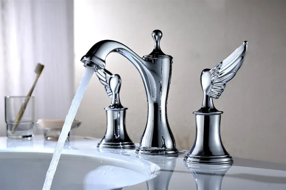 

Free ship chrome clour 8 inch widespread bathroom Lavatory Sink faucet mixer tap New wing Tap
