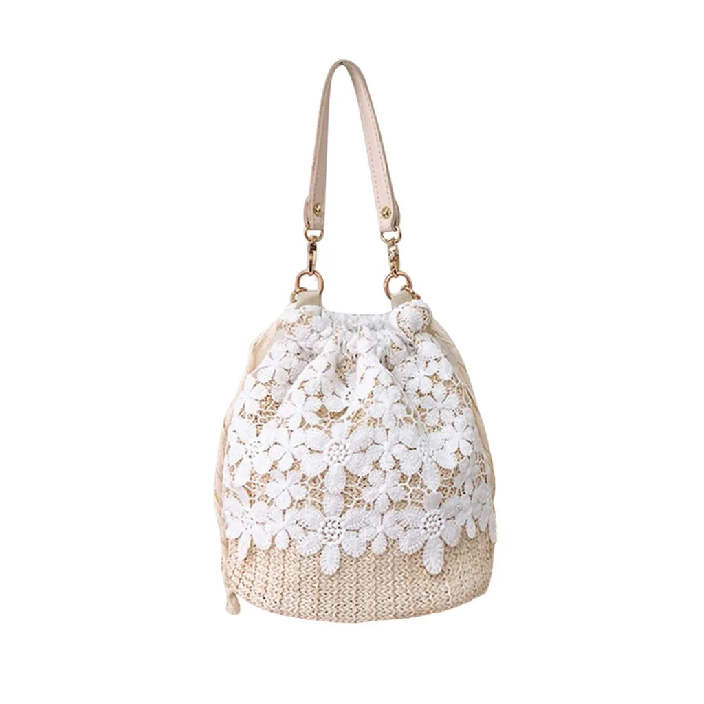 

2019 Fashion Women beach bags Flower Straw Bucket Bag Burlap Square Bag Messenger Bag bolso bandolera mujer Dropshipping#MM68