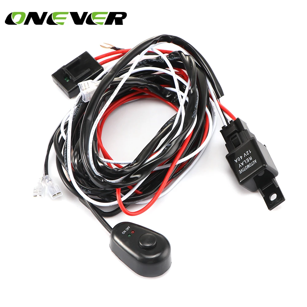 Onever Universal 2 lead LED Light Bar Wiring Harness Kit with Fuse Relay ON / OFF Switch for Driving Lamp Fog Light Work Light-in Car Switches & Relays from ...