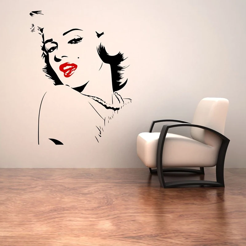 Художественные виниловые наклейки на стену Мэрилин Монро пикантные красные губы удалить Наклейка Спальня Гостиная Украшение дома плакат ZX531