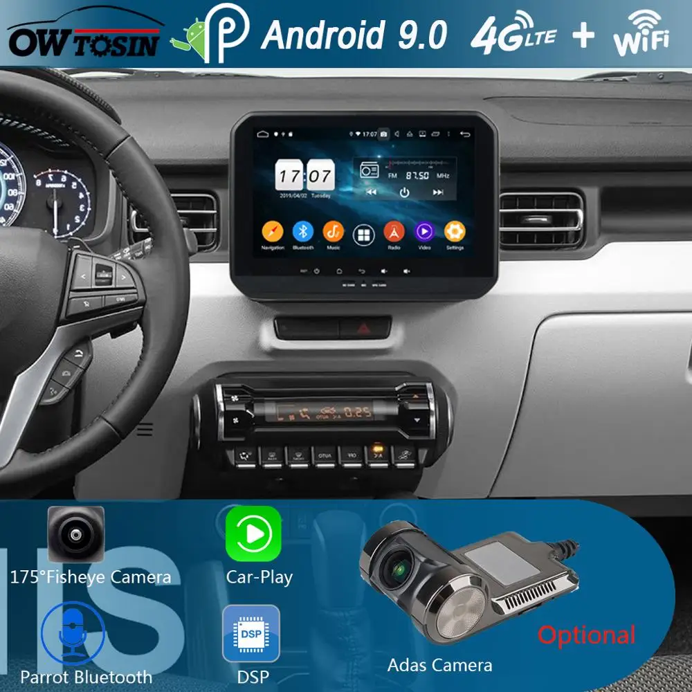 

9" IPS Android 9.0 8Core 4G+64G Car Multimedia Player For Suzuki Ignis 2016 2017 2018 GPS Navigation Radio CarPlay Parrot BT