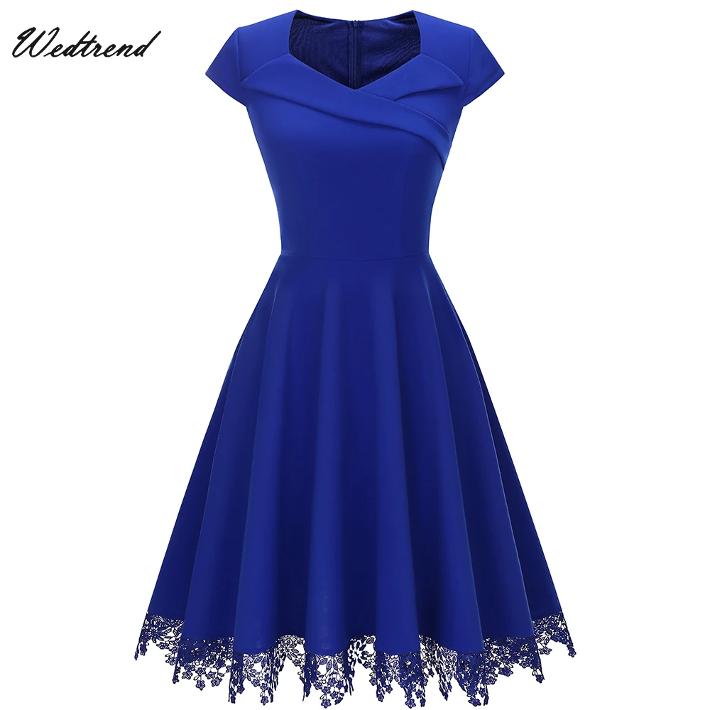 

Wedtrend Blue Graduation Party Gowns 2019 Hot Sale Cap Sleeve Above Knee Short Lady Homecoming Dresses