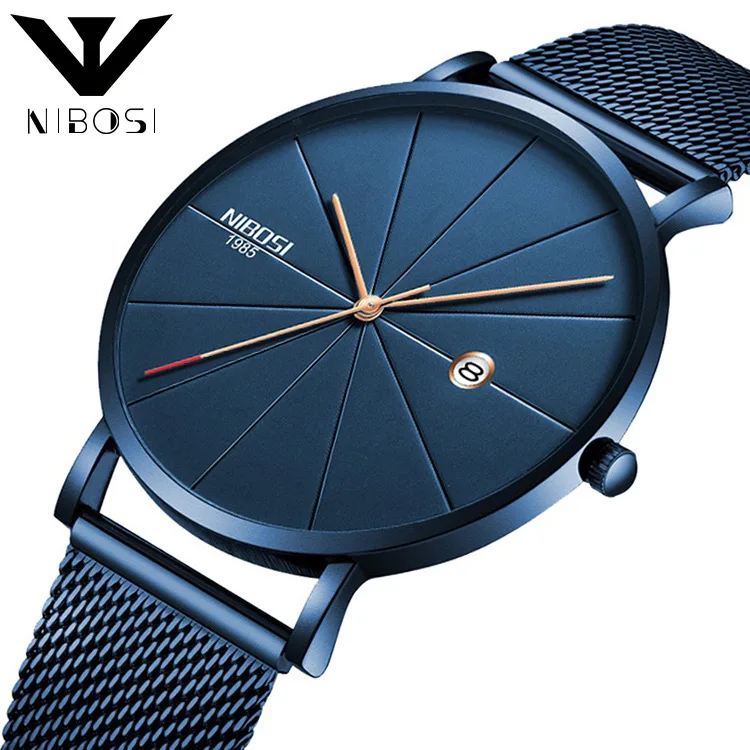 

2019 new Popular casual formal men's watch / Swiss movement / calendar waterproof scratch / high temperature / metal mesh belt