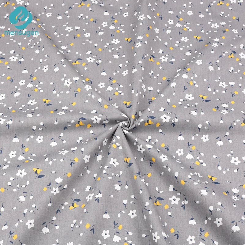 Ginger-Yellow-Gray-Floral-Cotton-Fabric-by-Meters-for-Baby-Kids-Dresses-Apron-Decoration-Curtain-Bedding