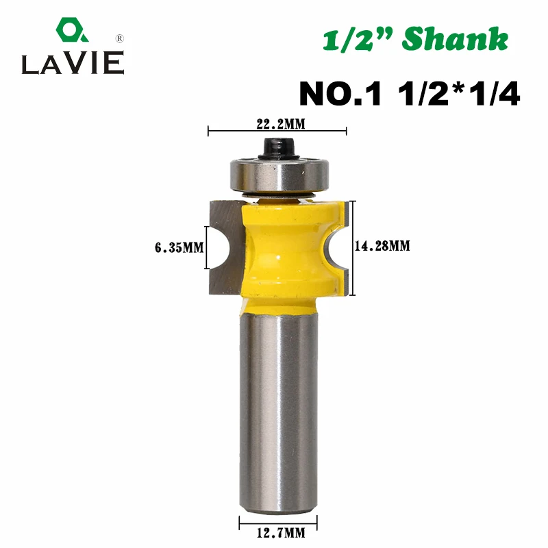 LAVIE 5 шт. 12 мм 1/2 хвостовик Bullnose полукруглое долото с подшипником Концевая фреза для деревообработки инструмент фреза MC03009