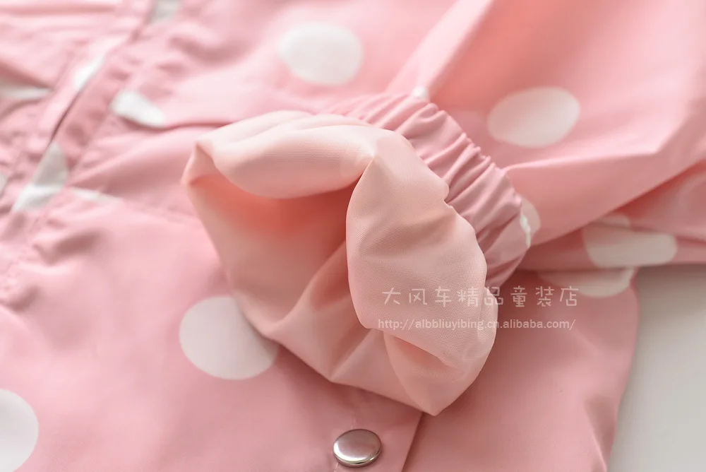 Children Top Autumn Girls Fashion Pink Dots Hooded Jackets Girl Coat Kids Clothes 2-8Y
