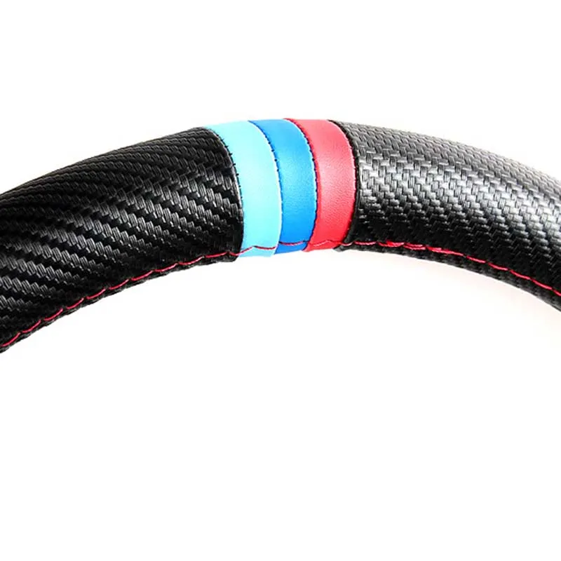 JX-LCLYL DIY ///M Color Carbon Fiber Car Steering Wheel Cover Protector for BMW