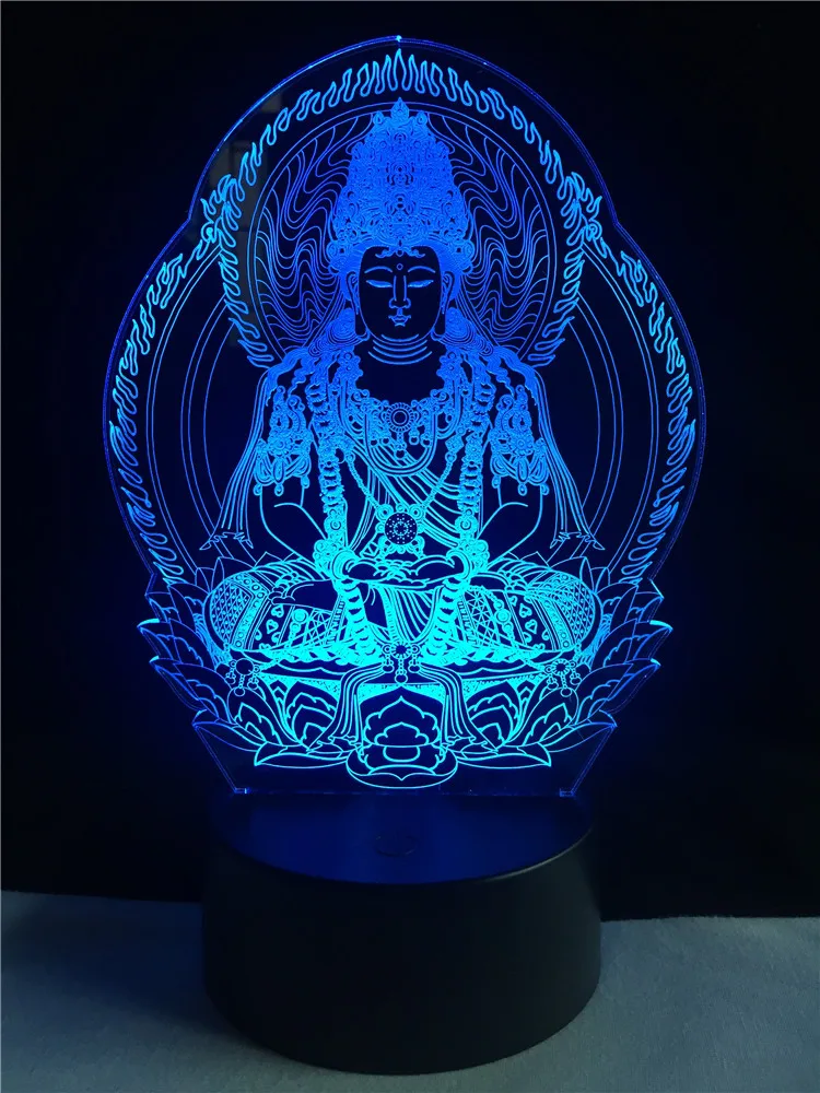 Creative Religion Buddha Statue 3D lighting Cable Faith Friend Gifts