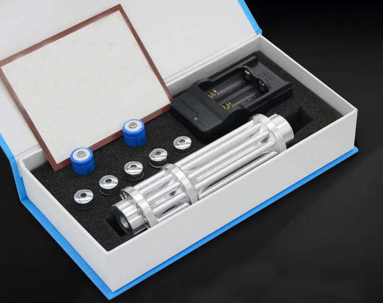

High Power Blue Laser Pointers 100000m 450nm LAZER flashlight Burning Match/Paper/Dry Wood/candle/black/cigarettes+charger+box