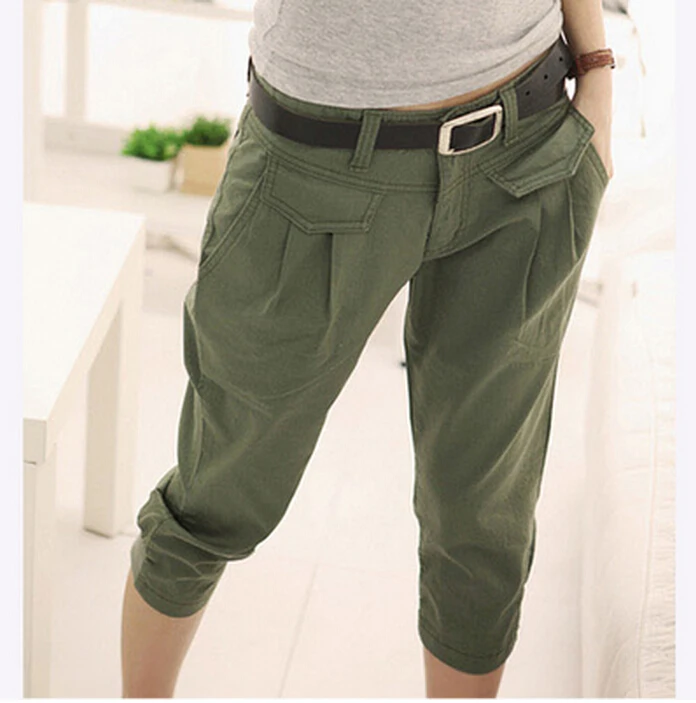 Женские летние капри с карманами и высокой талией размеры 2XL|high waist capri pants|capri
