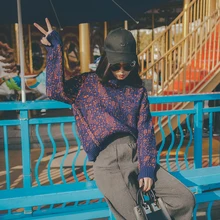 Свитера с круглым вырезом, полный рукав, короткие пуловеры, обычная Аппликация в горошек, стандартная зимняя женская мода, повседневная